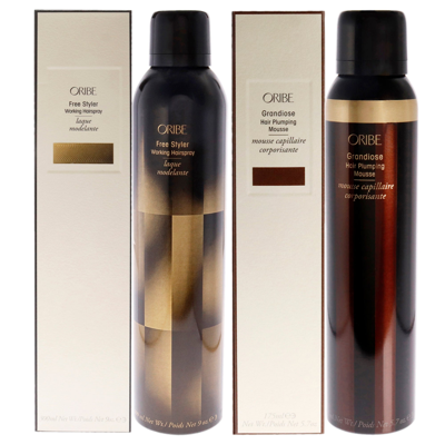 Oribe Grandiose Hair Plumping Mousse And Free Styler Working Hairspray Kit By  For Unisex - 2 Pc Kit  In White