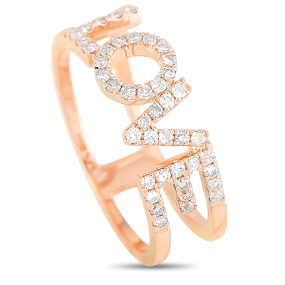 Non Branded Lb Exclusive 14k Rose Gold 0.35 Ct Diamond Love Ring In Beige