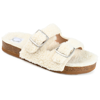 Journee Collection Delpheen Faux Shearling Footbed Sandal In Beige