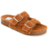 Journee Collection Delpheen Faux Shearling Footbed Sandal In Multi