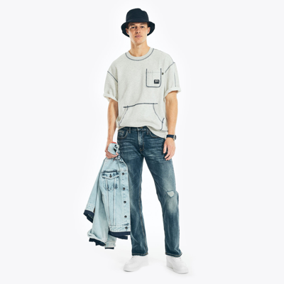Nautica Mens  Jeans Co. Crewneck Pocket T-shirt In Grey