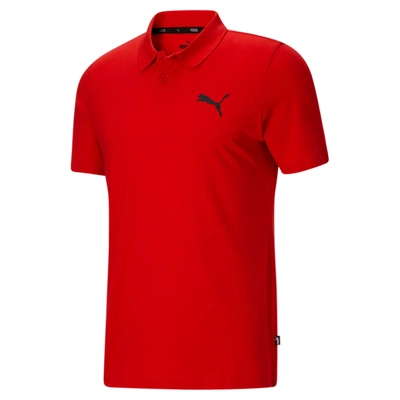 Puma Essentials Men's Jersey Polo Shirt In High Risk Red