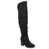 Journee Collection Kaison Womens Faux Suede Wide Calf Thigh-high Boots In Black