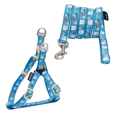 Touchdog 'caliber' Embroidered Designer Fashion Pet Dog Leash And Harness Combination In Blue