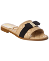 Ferragamo Women's Lovec Q Bow Accent Quilted Slide Sandals In Beige