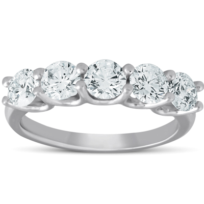 Pompeii3 1 1/2 Ct Diamond Five Stone U Prong Wedding Ring 14k White Gold In Multi