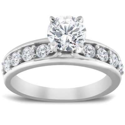 Pompeii3 2 Ct Round Cut Diamond Engagement Solitaire Ring 14k White Gold In Silver