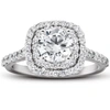Pompeii3 2 1/4 Ct Diamond & Moissanite Cushion Halo Engagement Ring 14k White Gold In Silver