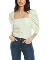 Vince Draped Square Neck Top In Blue