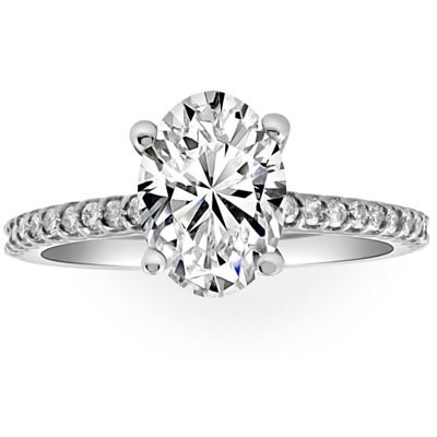 Pompeii3 H/vs 2.50ct Oval Lab Grown Diamond Engagement Ring In 14k White Gold In Silver