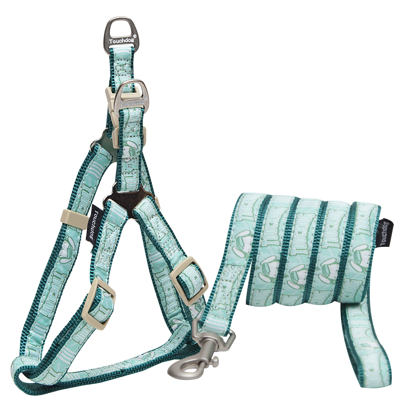 Touchdog 'funny Bone' Tough Stitched Dog Harness And Leash In Green