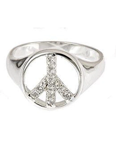 Sterling Forever Sterling Silver Cz Peace Sign Ring