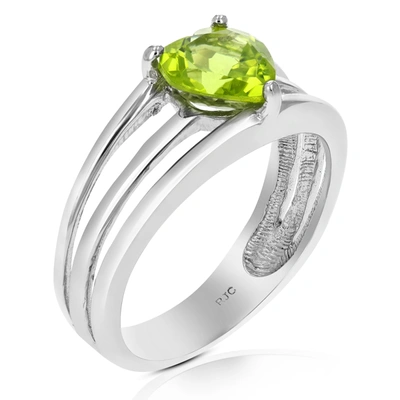 Vir Jewels 1 Cttw Peridot Ring In .925 Sterling Silver Heart Shape With Rhodium 7 Mm