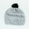 Portolano Stitched Hat With Rabbit Fur Pom In Silver