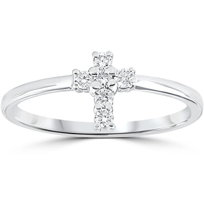 Pompeii3 Diamond Cross Ring 1/6 Cttw 10k White Gold