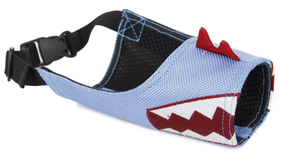 Pet Life 'funimation' Animated Nylon Mesh Protective Travel Anti-bark Dog Muzzle In Blue