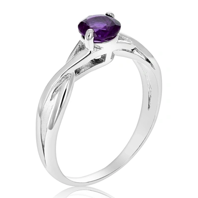Vir Jewels 1/2 Cttw Purple Amethyst Solitaire Ring .925 Sterling Silver Twisted Design 6 Mm