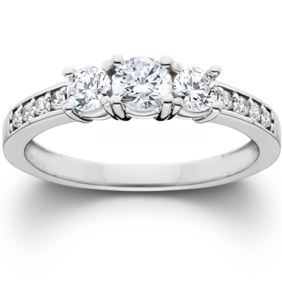 POMPEII3 1CT 3 STONE RING 14K WHITE GOLD