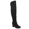 Journee Collection Kaison Womens Faux Suede Wide Calf Thigh-high Boots In Black