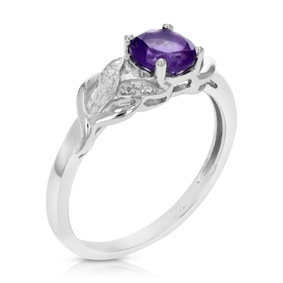 Vir Jewels 3/4 Cttw Purple Amethyst Ring .925 Sterling Silver With Rhodium Round Shape 6 Mm
