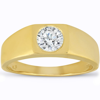 Pompeii3 Mens 1 Ct Round Solitaire Diamond Wedding Ring 14k Yellow Gold