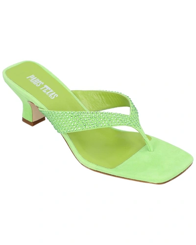 Paris Texas Rhinestone-embellished Leather Sandals In Green