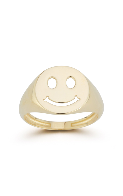 Ember Fine Jewelry 14k Gold Smiley Face Signet Ring In White