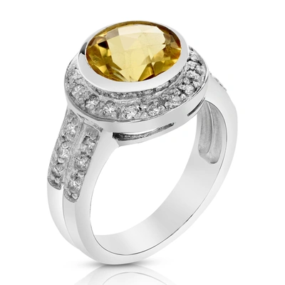 Vir Jewels 1.70 Cttw Citrine Ring .925 Sterling Silver With Rhodium Round Shape 9 Mm In White