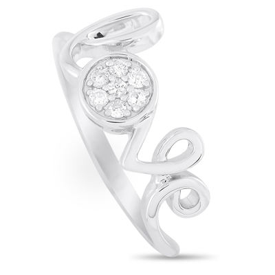 Non Branded Lb Exclusive 14k White Gold 0.10 Ct Diamond Love Ring