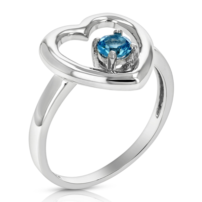 Vir Jewels 1/5 Cttw Swiss Blue Topaz Ring .925 Sterling Silver Rhodium Heart Shape 4 Mm In Grey