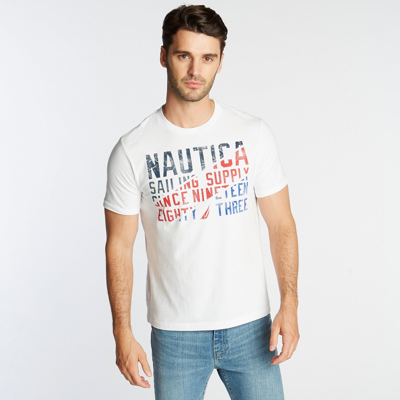 Nautica Mens Big & Tall Sailing Supply Graphic T-shirt In White