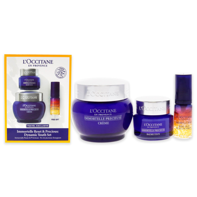 L'occitane Immortelle Reset And Precious Dynamic Youth Set By Loccitane For Unisex - 3 Pc Kit 0.16oz Overnight  In Beige
