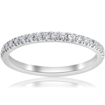 Pompeii3 1/5ct Pave Diamond Wedding Ring Stackable Anniversary Band 14k White Gold
