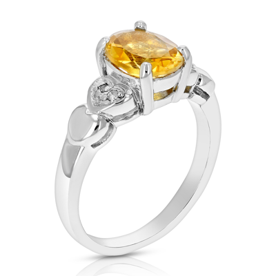 Vir Jewels 1.60 Cttw Oval Shape Citrine And Diamond Ring .925 Sterling Silver With Rhodium In White