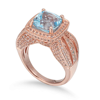 Suzy Levian Rosed Silver 6.04 Ct. Tw. Gemstone Statement Ring In Blue