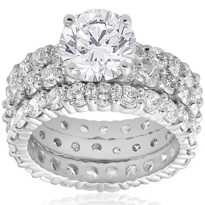 Pompeii3 7ct Diamond Engagement Eternity Wedding Ring Set 14k White Gold In Silver