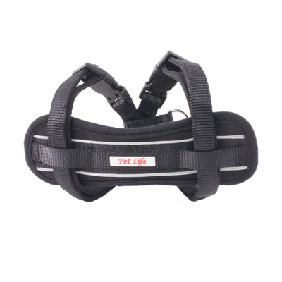 Pet Life 'mountaineer' Chest Compressive Adjustable And Reflective Easy Pull Pet Dog Harness In Black