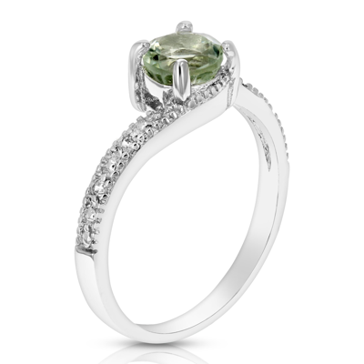 Vir Jewels 0.65 Cttw Green Amethyst Ring .925 Sterling Silver With Rhodium Round Shape 6 Mm