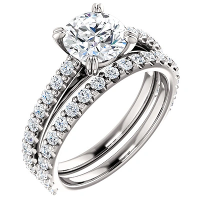 Pompeii3 G/si 2 Ct Diamond Engagement Wedding Ring Set White Gold Enhanced In Silver