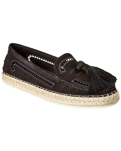 Tod's Tods Gommino Tassel Suede Espadrille In Black