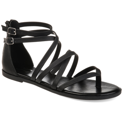 Journee Collection Zailie Womens Faux Leather Thong Gladiator Sandals In Black