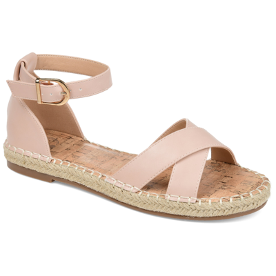 Journee Collection Lyddia Womens Faux Leather Ankle Strap Flat Sandals In Pink