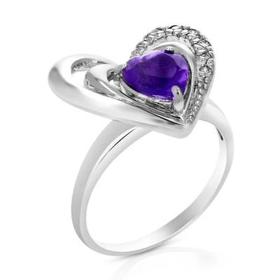 Vir Jewels 1 Cttw Purple Amethyst Ring .925 Sterling Silver With Rhodium Heart Shape 7 Mm