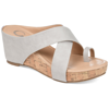 Journee Collection Rayna Womens Faux Leather Slip On Wedge Sandals In White