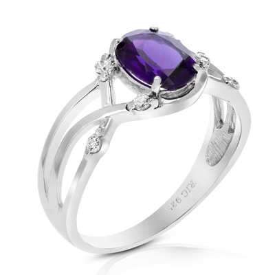 Vir Jewels 0.80 Cttw Purple Amethyst Ring .925 Sterling Silver With Rhodium Oval 8x6 Mm