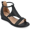 Journee Collection Womens Faux Leather Open Toe Wedge Sandals In Black