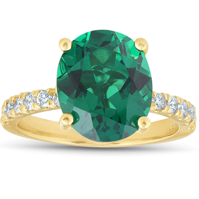Pompeii3 Emerald & Diamond 3/8 Ct Ring 14k Yellow Gold In Multi