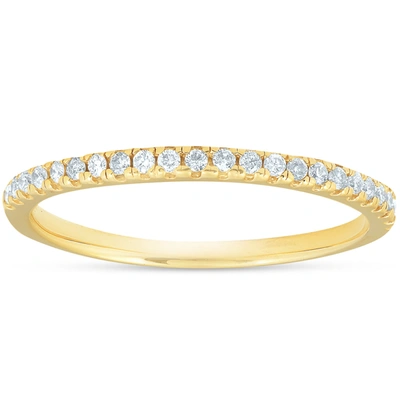 Pompeii3 1/10ct Lab Grown Diamond Wedding Ring Womens Stackable Band 10k Yellow Gold