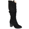 Journee Collection Aneil Womens Faux Suede Extra Wide Calf Block Heels In Black