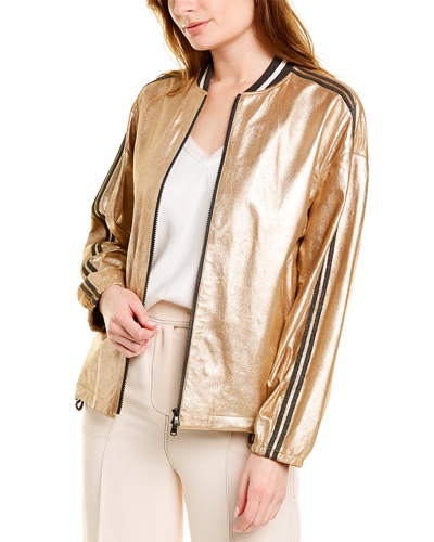 Brunello Cucinelli Leather Jacket In Gold